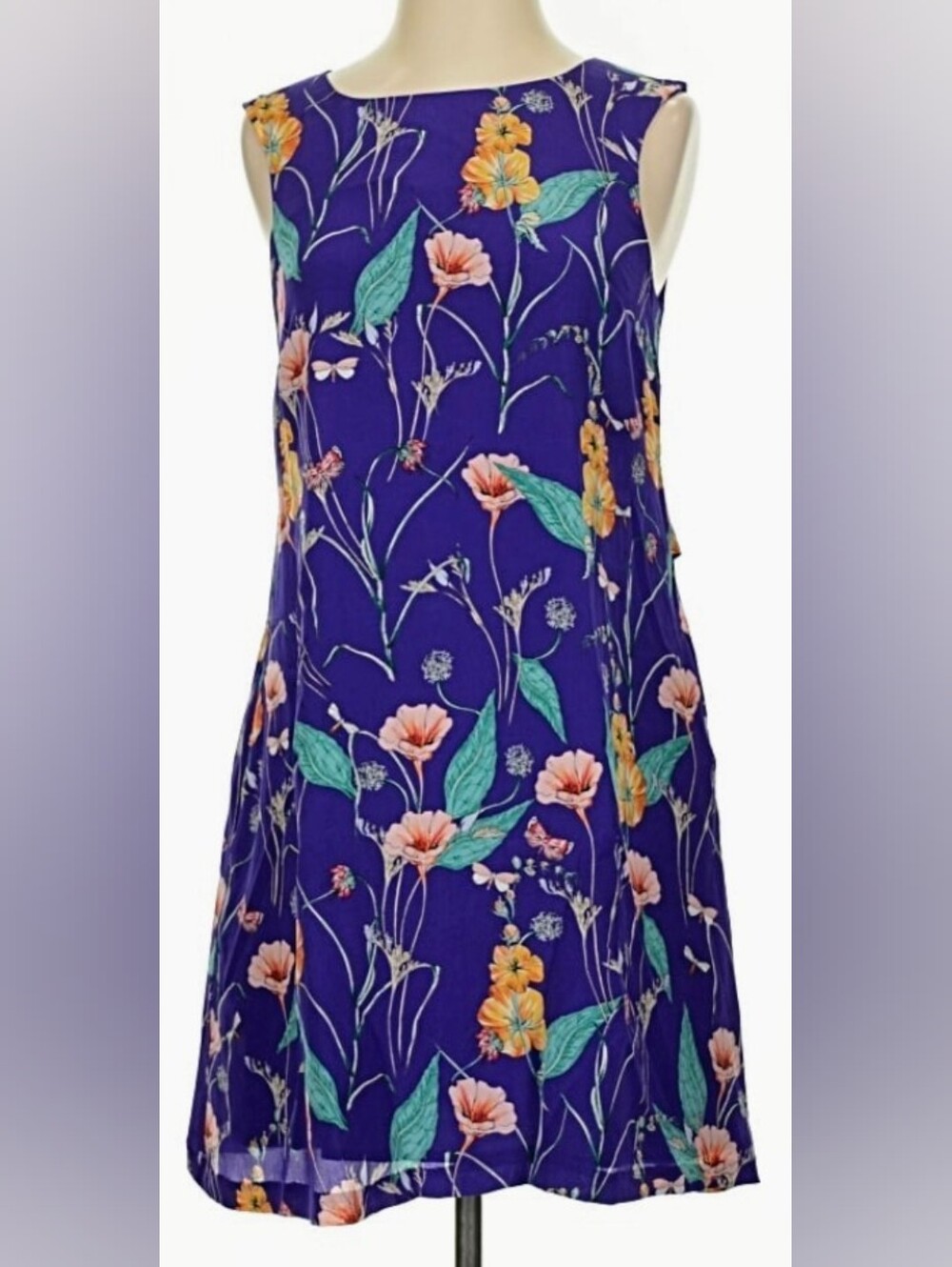 HD in PARIS -- ANTHROPOLOGIE 💐 FLOWER PRINT A-Line Sleeveless Dress 💐 Sz 4 EUC
